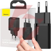 Ładowarka sieciowa baseus super si quick charger 1c ccsup-j01 30w 1x usb-c pd 3.0 qc 3.0 czarna