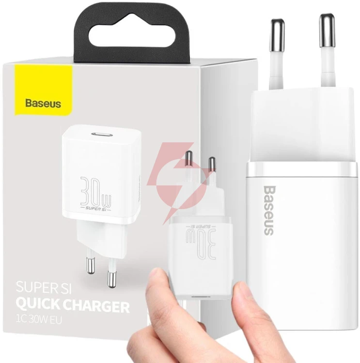 Ładowarka sieciowa baseus super si quick charger 1c ccsup-j02 30w 1x usb-c pd 3.0 qc 3.0 biała