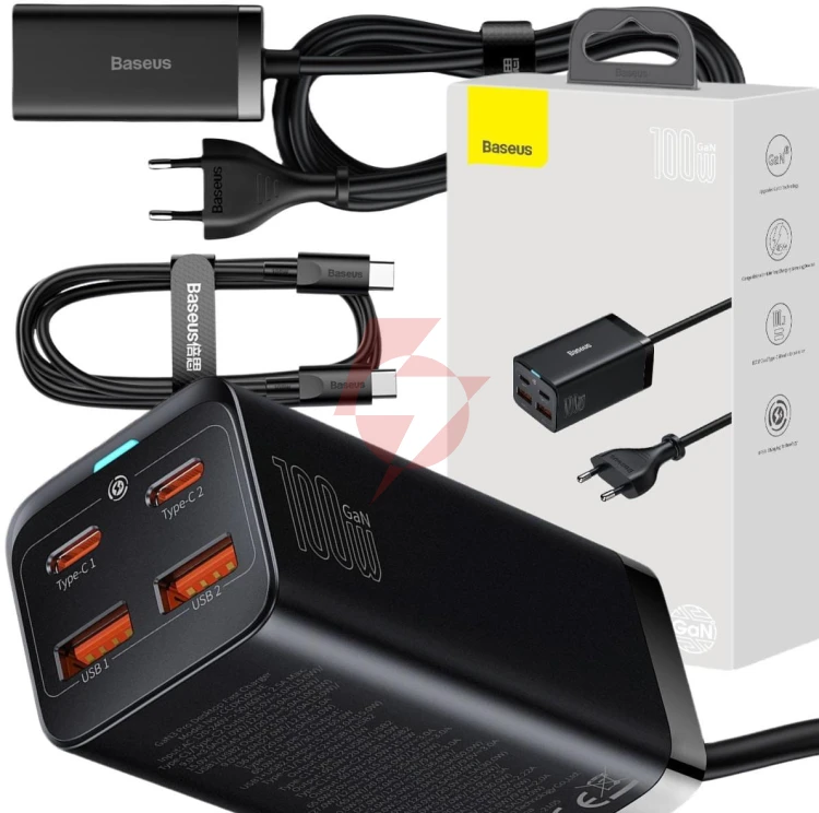 Ładowarka sieciowa baseus gan 3 pro desktop charger ccgp000101 100w 2x usb-a 2x usb-c pd 3.0 qc 4.0+