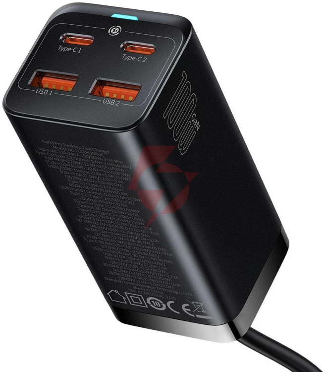 Ładowarka sieciowa baseus gan 3 pro desktop charger ccgp000101 100w 2x usb-a 2x usb-c pd 3.0 qc 4.0+