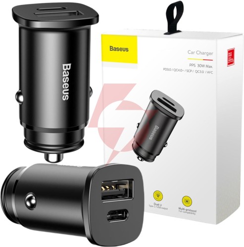 Ładowarka samochodowa baseus square ccall-as01 30w 5a 1x usb-a 1x usb-c qc 4.0+