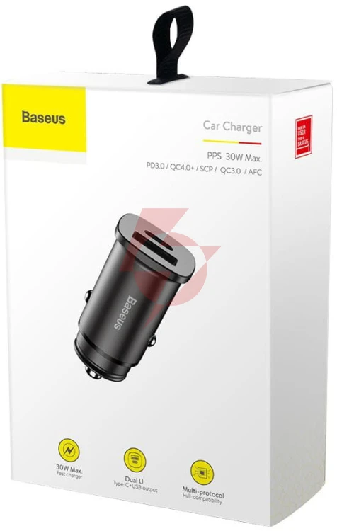 Ładowarka samochodowa baseus square ccall-as01 30w 5a 1x usb-a 1x usb-c qc 4.0+