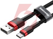 Kabel usb-a / usb-c baseus cafule catklf-a91 50cm 3a qc 3.0 czarno-czerwony w oplocie