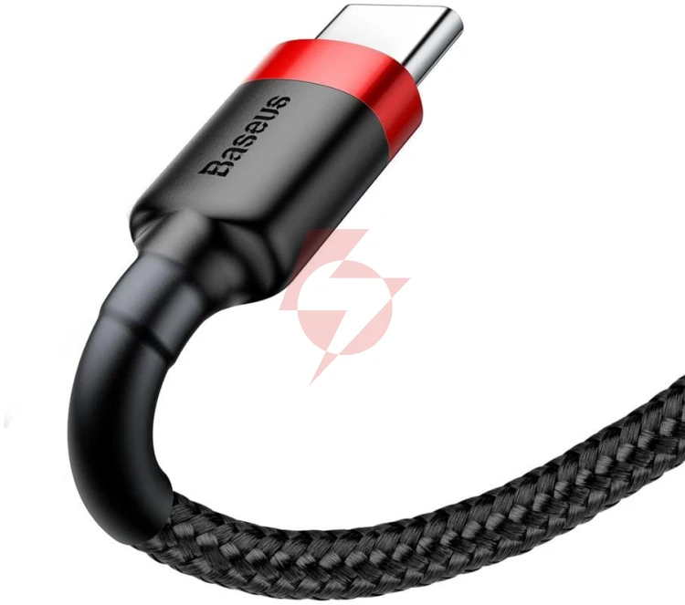 Kabel usb-a / usb-c baseus cafule catklf-a91 50cm 3a qc 3.0 czarno-czerwony w oplocie