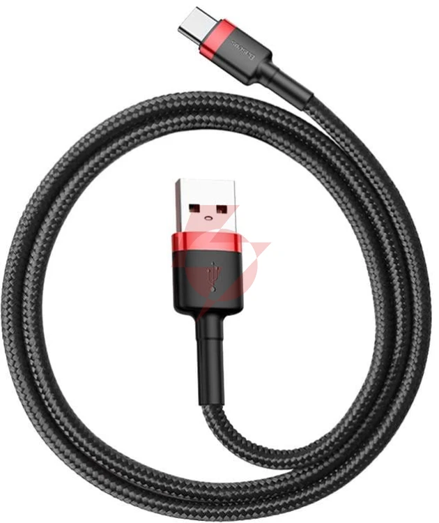 Kabel usb-a / usb-c baseus cafule catklf-b91 100cm 3a qc 3.0 czarno-czerwony w oplocie