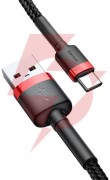 Kabel usb-a / usb-c baseus cafule catklf-b91 100cm 3a qc 3.0 czarno-czerwony w oplocie
