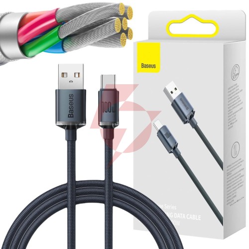 Kabel usb-a / usb-c baseus crystal cajy000401 120cm 100w 6a qc 3.0 w oplocie premium