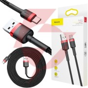 Kabel usb-a / usb-c baseus cafule catklf-c91 200cm 2a qc 3.0 czarno-czerwony w oplocie