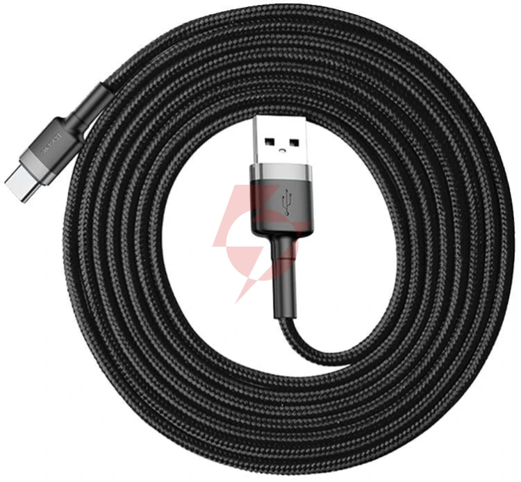 Kabel usb-a / usb-c baseus cafule catklf-cg1 200cm 2a qc 3.0 czarno-szary w nylonowym oplocie