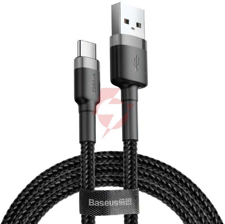 Kabel usb-a / usb-c baseus cafule catklf-cg1 200cm 2a qc 3.0 czarno-szary w nylonowym oplocie