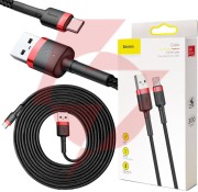 Kabel usb-a / usb-c baseus cafule catklf-u91 300cm 2a qc 3.0 czarno-czerwony w oplocie
