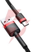 Kabel usb-a / usb-c baseus cafule catklf-u91 300cm 2a qc 3.0 czarno-czerwony w oplocie