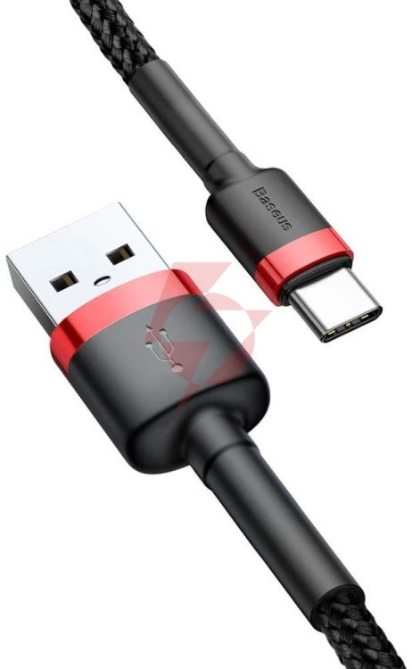 Kabel usb-a / usb-c baseus cafule catklf-u91 300cm 2a qc 3.0 czarno-czerwony w oplocie