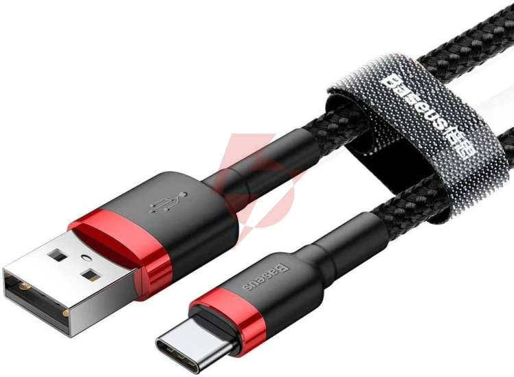 Kabel usb-a / usb-c baseus cafule catklf-u91 300cm 2a qc 3.0 czarno-czerwony w oplocie