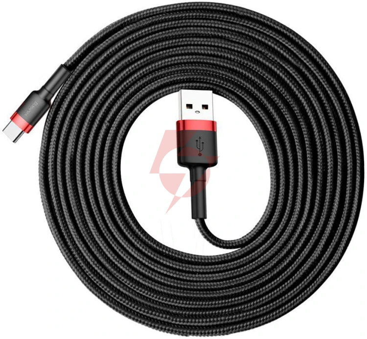 Kabel usb-a / usb-c baseus cafule catklf-u91 300cm 2a qc 3.0 czarno-czerwony w oplocie