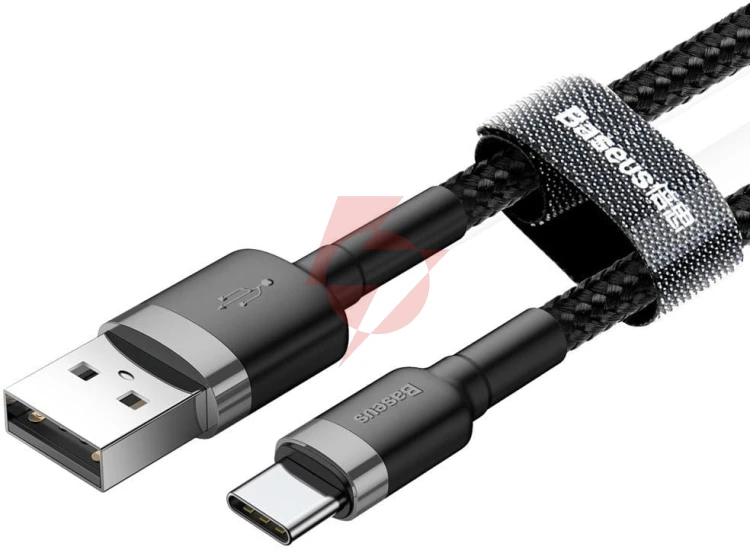 Kabel usb-a / usb-c baseus cafule catklf-ug1 300cm 2a qc 3.0 czarno-szary w nylonowym oplocie