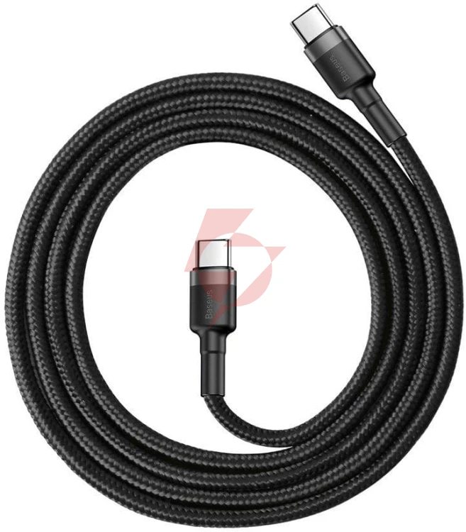 Kabel usb-c / usb-c baseus cafule catklf-gg1 100cm 60w 3a pd 2.0 qc 3.0 czarno-szary w oplocie