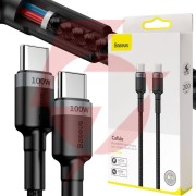 Kabel usb-c / usb-c baseus cafule catklf-alg1 200cm 100w 5a pd 2.0 qc 3.0 czarno-szary w oplocie