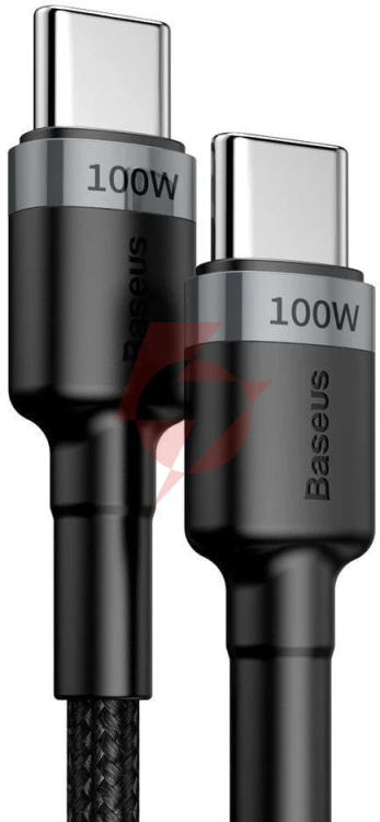 Kabel usb-c / usb-c baseus cafule catklf-alg1 200cm 100w 5a pd 2.0 qc 3.0 czarno-szary w oplocie