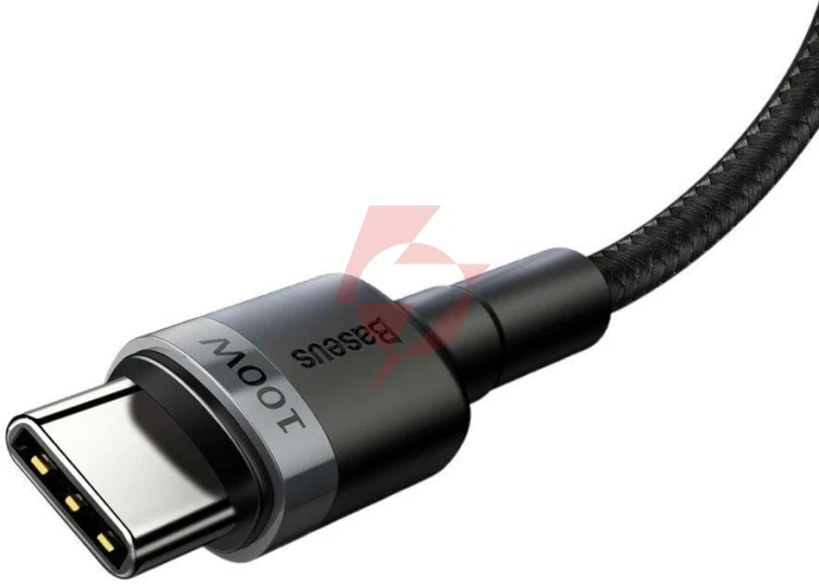 Kabel usb-c / usb-c baseus cafule catklf-alg1 200cm 100w 5a pd 2.0 qc 3.0 czarno-szary w oplocie