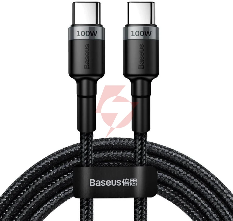 Kabel usb-c / usb-c baseus cafule catklf-alg1 200cm 100w 5a pd 2.0 qc 3.0 czarno-szary w oplocie