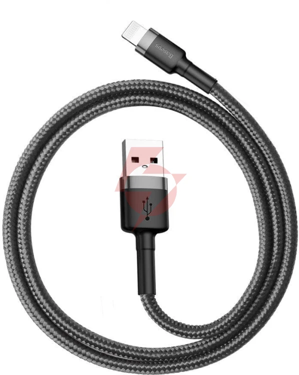 Kabel usb-a / lightning iphone baseus cafule calklf-ag1 50cm apple 2.4a czarno-szary w oplocie
