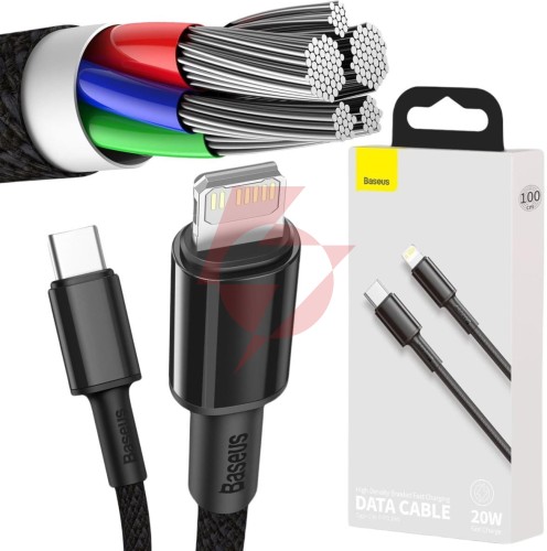 Kabel usb-c / lightning iphone baseus cafule catlgd-01 1m 20w pd quick charging czarny w oplocie