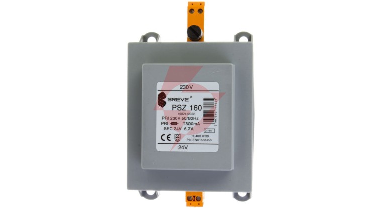 Transformator 1-fazowy bezpieczeństwa PSZ 160 230/ 24V 6,7A, na szynę DIN, IP30, Ta 40, 16024-9952
