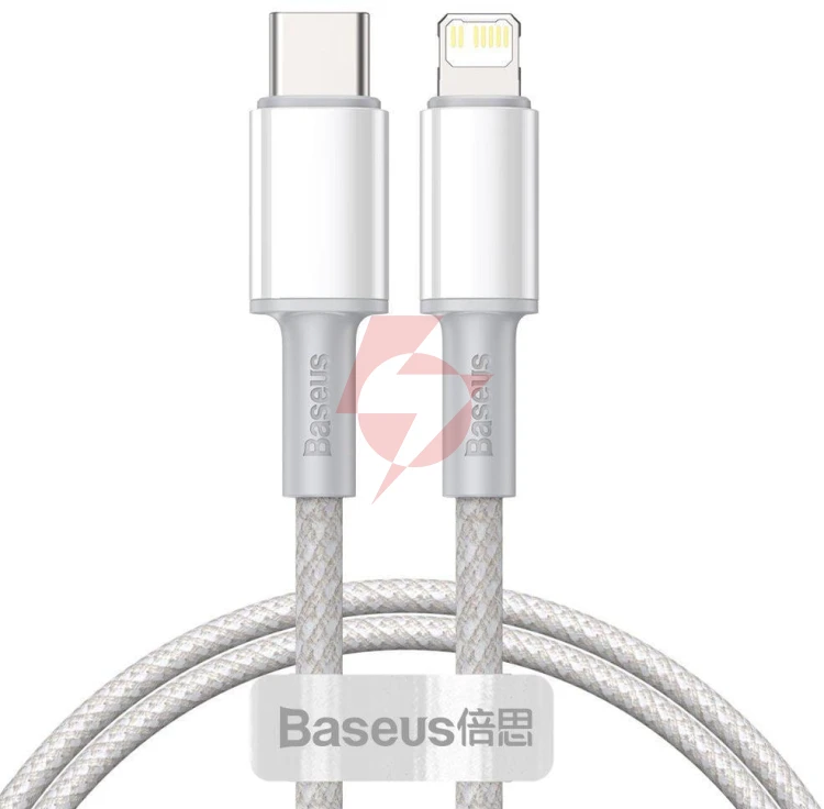Kabel usb-c / lightning iphone baseus cafule catlgd-02 1m 20w pd quick charging biały w oplocie
