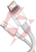 Kabel usb-c / lightning iphone baseus cafule catlgd-02 1m 20w pd quick charging biały w oplocie