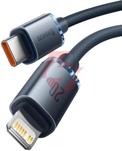 Kabel usb-c / lightning iphone baseus crystal cajy000301 2m 20w pd qc czarny w oplocie premium