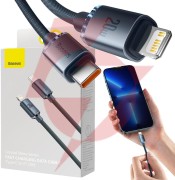 Kabel usb-c / lightning iphone baseus crystal cajy000301 2m 20w pd qc czarny w oplocie premium