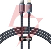 Kabel usb-c / lightning iphone baseus crystal cajy000301 2m 20w pd qc czarny w oplocie premium