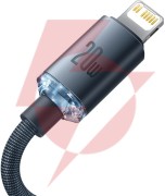 Kabel usb-c / lightning iphone baseus crystal cajy000301 2m 20w pd qc czarny w oplocie premium