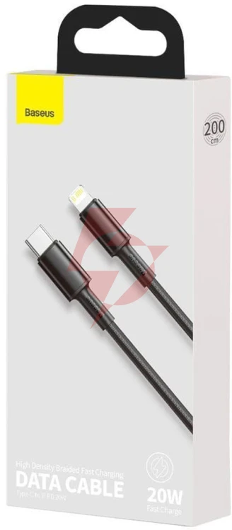 Kabel usb-c / lightning iphone baseus cafule catlgd-a01 2m 20w pd quick charging czarny w oplocie