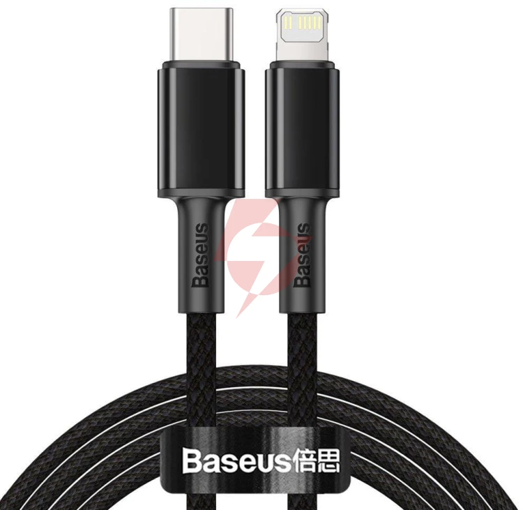 Kabel usb-c / lightning iphone baseus cafule catlgd-a01 2m 20w pd quick charging czarny w oplocie