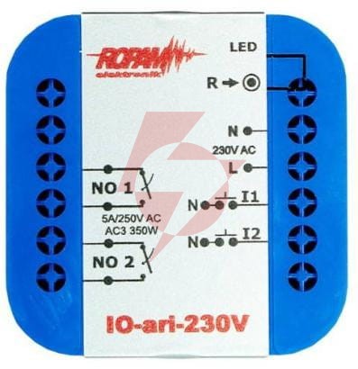 Ropam io-ari-230v bezprzewodowy, douszkowy, dwukanałowy sterownik  230vac, 2xno, 2xin (n).