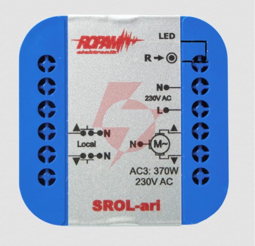 Ropam srol-ari bezprzewodowy, douszkowy sterownik rolety 230vac, amperometryka, status rolety w apli