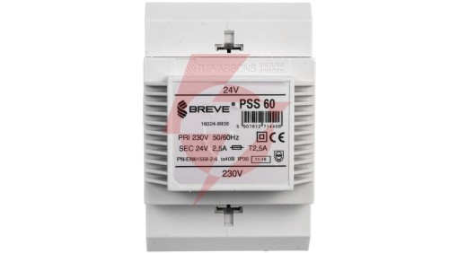 Transformator 1-fazowy modułowy bezpieczeństwa PSS 60 230/ 24V 2,5A, na szynę DIN, IP30, Ta 40, 16024-9938