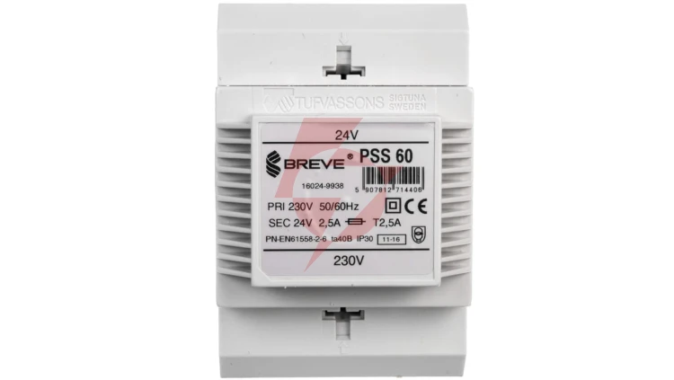 Transformator 1-fazowy modułowy bezpieczeństwa PSS 60 230/ 24V 2,5A, na szynę DIN, IP30, Ta 40, 16024-9938