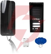 Domofon cyfral cosmo 2-lokatorki czarna kaseta czarne unifony 