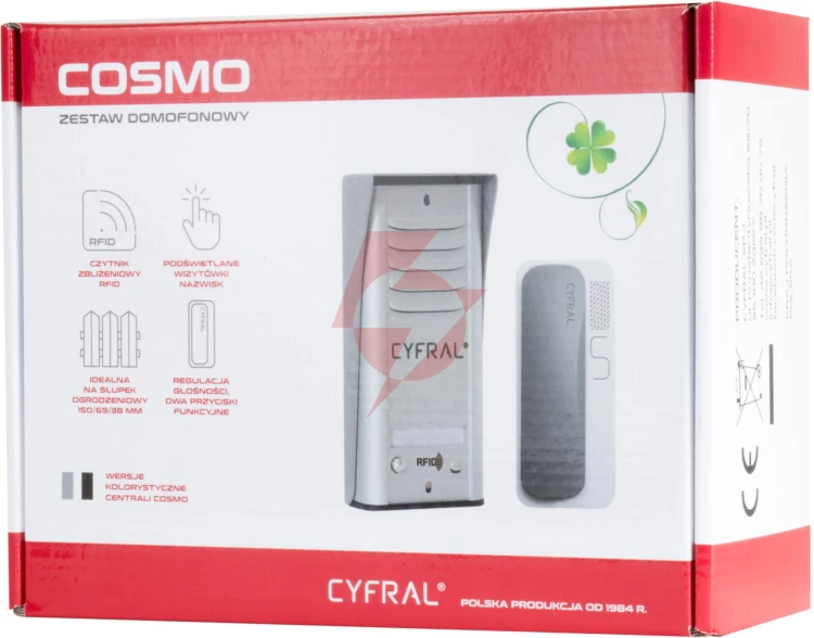 Domofon cyfral cosmo 2-lokatorki czarna kaseta czarne unifony 