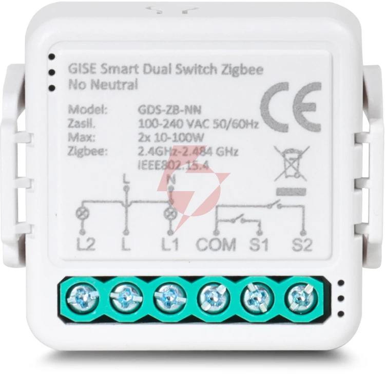 Gise smart podwójny moduł przekaźnikowy (bez n) zigbee | tuya | gds-zb-nn