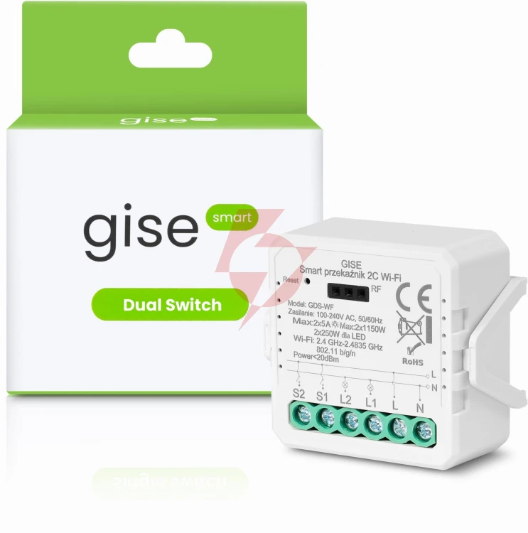 Gise smart podwójny moduł przekaźnikowy wifi | tuya | gds-wf