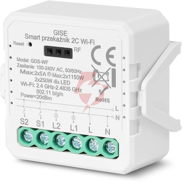 Gise smart podwójny moduł przekaźnikowy wifi | tuya | gds-wf