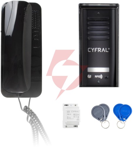 Domofon cyfral cosmo 1-lokatorski kaseta czarna/unifon czarny