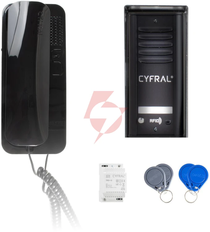 Domofon cyfral cosmo 1-lokatorski kaseta czarna/unifon czarny