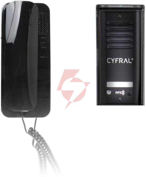 Domofon cyfral cosmo 1-lokatorski kaseta czarna/unifon czarny