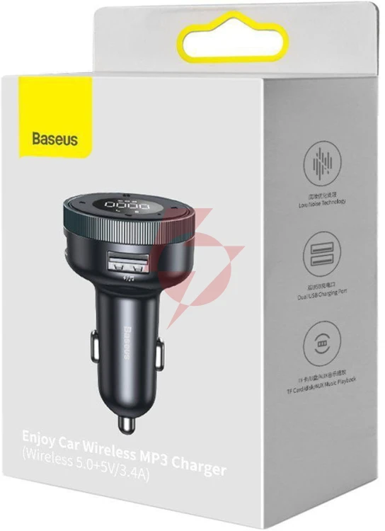 Transmiter fm ładowarka samochodowa baseus enjoy cclh-01 3.4a 2x usb-a jack 3.5mm bt 5.0