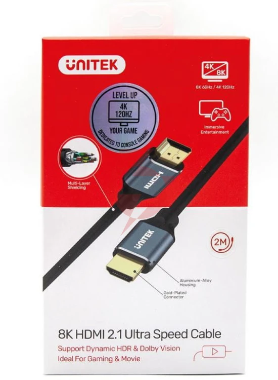 Kabel hdmi unitek c138w 2.1 8k uhd 2m